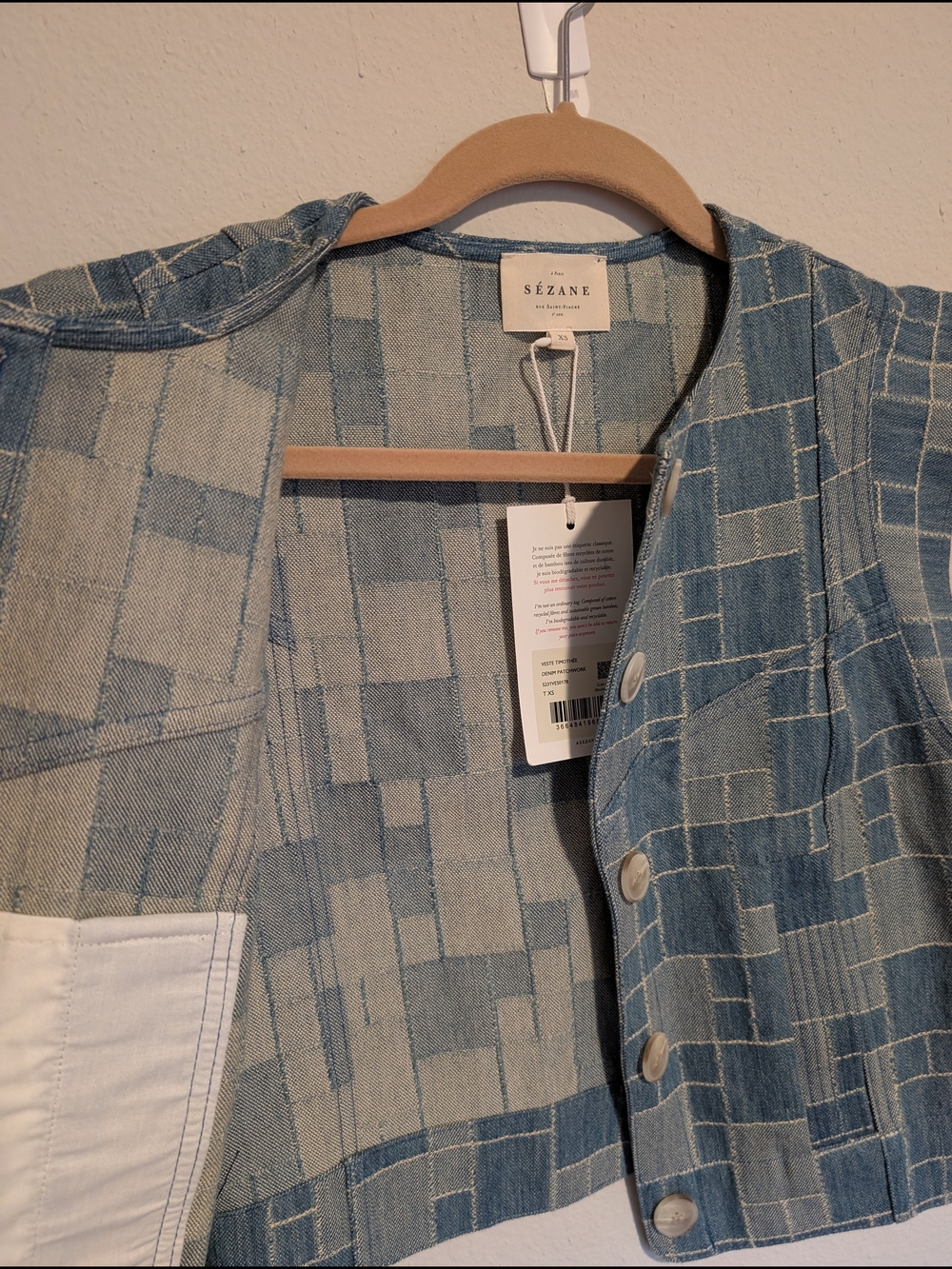 Sezáne Timothé Patchwork Denim Vest - Picture 3 of 9